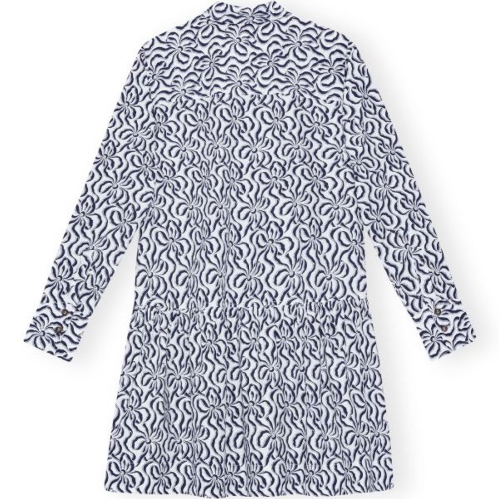 Ganni Printed Cotton Poplin Mini Shirt Dress